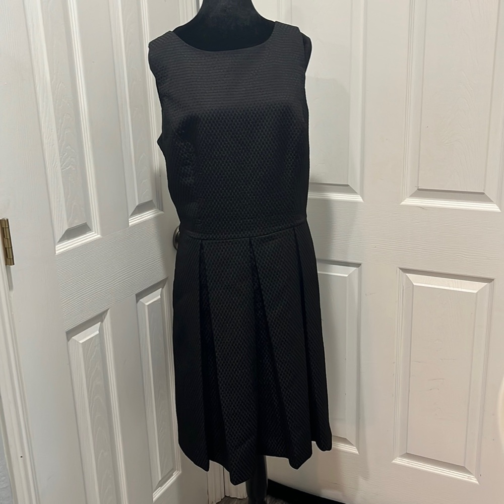 Fit-and-flare dress, size 14, all black, White House Black Market